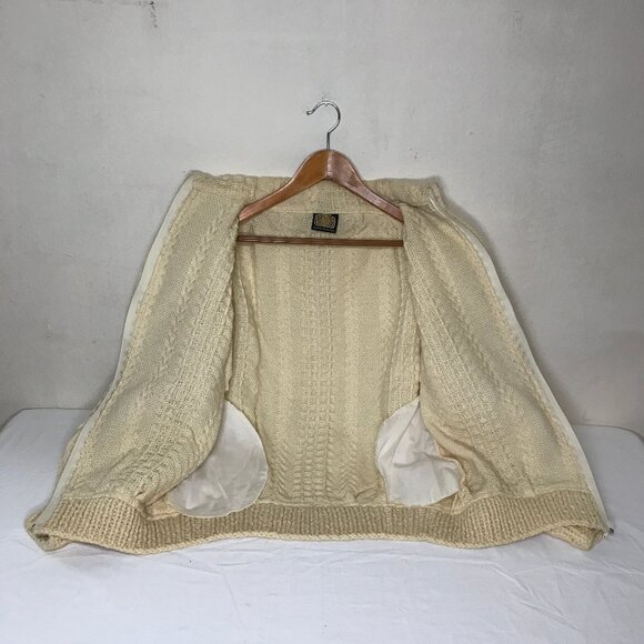Vtg Irish Wool Fisherman Zip Cardigan ZIP OFF CONVERTIBLE SLEEVE To Sweater Vest - Picture 6 of 16
